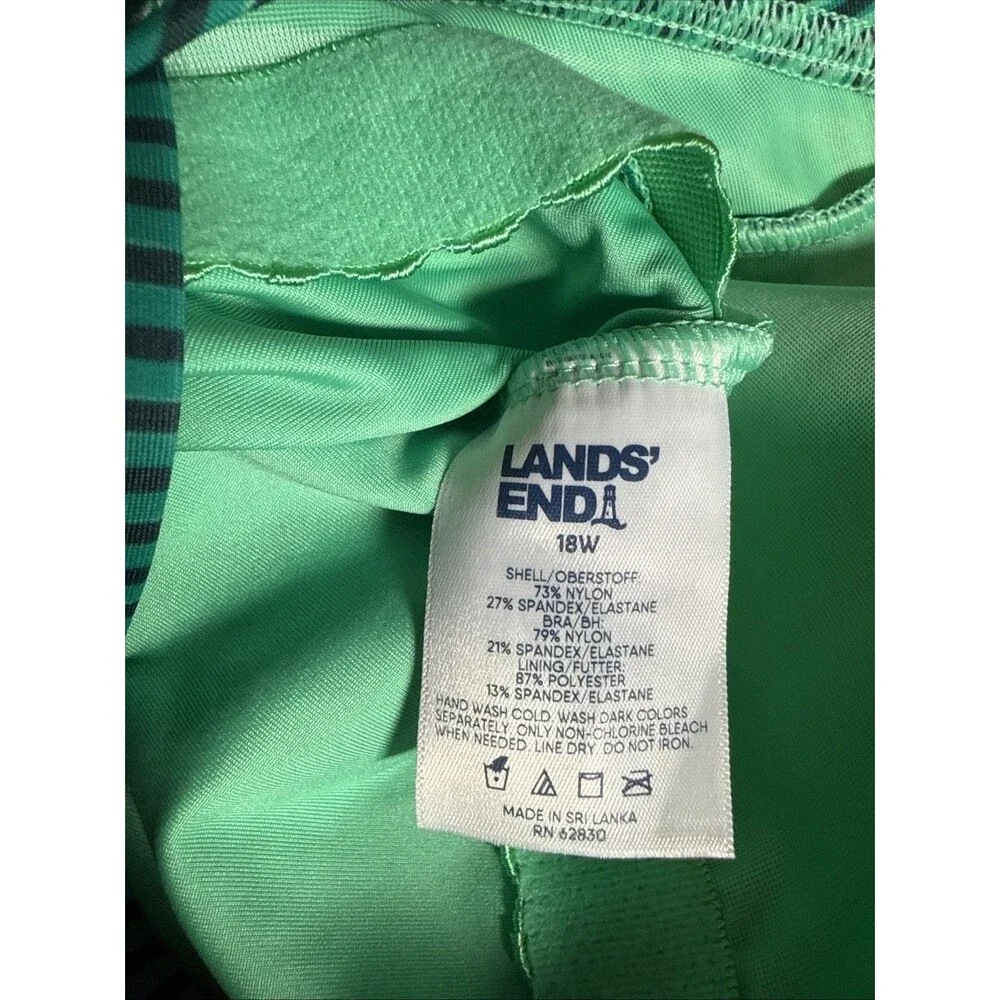 NWT Lands' End Womens Tugless Tank Soft Cup One Piece Swimsuit Size 18 Green